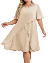Vestido Hanna Nikole 2025 para mulheres plus size Apricot 14+