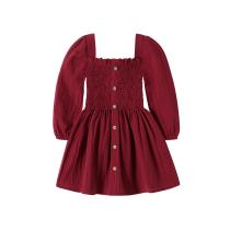 Vestido Happy Town Toddler Girl, manga comprida, algodão, vermelho, 6-7 anos