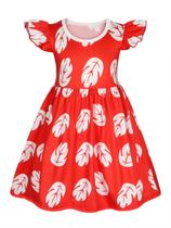 Vestido havaiano Benylion Red Leaf para meninas de 7 a 8 anos Vestido havaiano Benylion Red Leaf para meninas de 7 a 8 anos