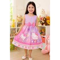 Vestido Hello Kitty temático festa Infantil Fantasia Menina Vestido Hello Kitty temático festa Infantil Fantasia Menina