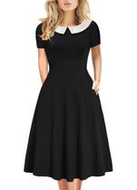 Vestido HELYO Halloween Vintage Peter Pan com gola GG preta