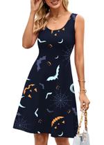 Vestido Herou Halloween Evil Bat feminino A-line Flared Midi