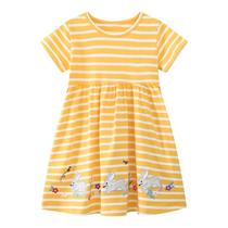 Vestido HILEELANG para meninas, manga curta, Páscoa 5T, amarelo