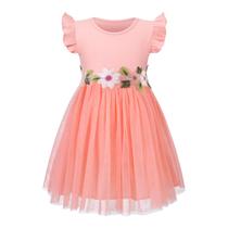 Vestido HILEELANG Toddler Flower Girls Peach Pink Tule 3T-12Y Vestido HILEELANG Toddler Flower Girls Peach Pink Tule 3T-12Y