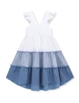 Vestido Hipea Ruffle Halter sem mangas, laranja de verão, 5-6 anos