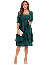 Vestido Homiily Chiffon Mother of the Bride Teal tamanho 16 com jaqueta Vestido Homiily Chiffon Mother of the Bride Teal tamanho 16 com jaqueta