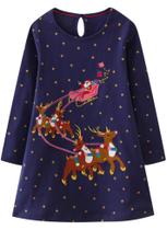 Vestido Hongshilian Cartoon Applique Festa Jersey Cotton Girl