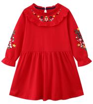 Vestido Hongshilian Girls, algodão, manga comprida, 7T, vestido casual