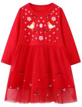 Vestido Hongshilian Girls de algodão de manga comprida 5T com apliques