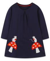 Vestido Hongshilian Girls de algodão, manga comprida, casual, 7T, com mouse Vestido Hongshilian Girls de algodão, manga comprida, casual, 7T, com mouse