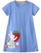 Vestido Hongshilian Little Girls: algodão, casual, 3T, morango Vestido Hongshilian Little Girls: algodão, casual, 3T, morango