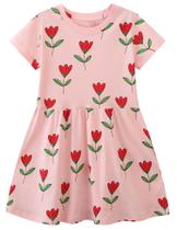 Vestido Hongshilian Little Girls com estampa de desenho animado de algodão 4T