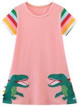 Vestido Hongshilian Little Girls com estampa de desenho animado de algodão 5T