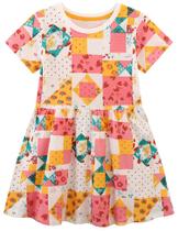 Vestido Hongshilian Little Girls de algodão de verão 6T Flower & Square Vestido Hongshilian Little Girls de algodão de verão 6T Flower & Square