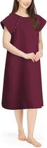 Vestido hospitalar NY Threads macio e elegante cor de vinho 2X-3X