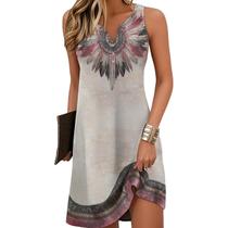 Vestido HOTYD Boho Floral de verão sem mangas com decote em V feminino GG Vestido HOTYD Boho Floral de verão sem mangas com decote em V feminino GG