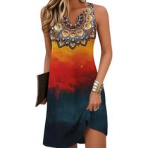 Vestido HOTYD Vestidos de verão florais para mulheres com decote em V vermelho gradiente