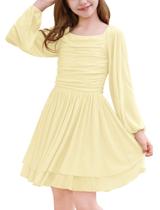 Vestido IBAKOM Teen Girl franzido semiformal com shorts embutidos Vestido IBAKOM Teen Girl franzido semiformal com shorts embutidos