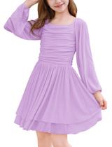Vestido IBAKOM Teen Girl franzido semiformal com shorts embutidos Vestido IBAKOM Teen Girl franzido semiformal com shorts embutidos