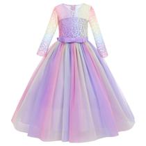 Vestido IBTOM CASTLE de renda floral roxa arco-íris de 7 a 8 anos