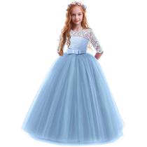 Vestido IBTOM CASTLE vintage de renda floral azul 11-12 anos