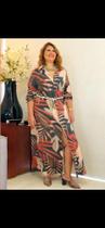Vestido IL longo microfilmagem porcelana nature print