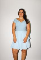 Vestido Imperiale com Saia de Babado Azul Claro