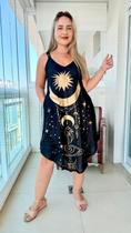 Vestido Indiano Alça c/ Regulagem e Bolsos Trapézio Plus Size-cod.1101B