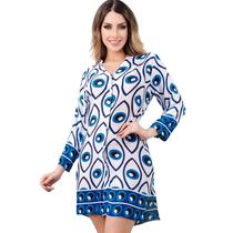 Vestido Indiano Blusão Bata Boho Túnica Olho Grego Chalaróste MI100028