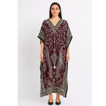 Vestido Indiano Kaftan Estampa Vermelha