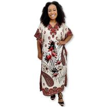 Vestido Indiano Kaftan Longo Arabesco Flores Plus Size 5825