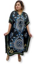 Vestido Indiano Kaftan Longo Importado Estampado Mandalas - Sarat Moda Indiana