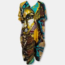 Vestido Indiano Kaftan Longo Plus Size Estampa Africana