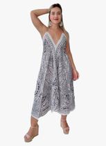 Vestido Indiano Longo Alça Lenço Ponta Estampado Cod 017