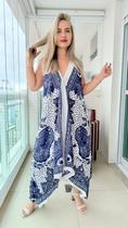 Vestido Indiano Longo Alça Lenço Ponta Estampado Cod. 020