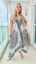 Vestido Indiano Longo Alça Lenço Ponta Estampado Cod. 021
