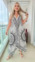 Vestido Indiano Longo Alça Lenço Ponta Estampado Cod. 022