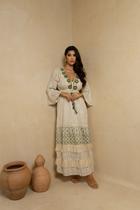 Vestido Indiano Longo Bordado Decote V Manga 3/4 5067 Boho Vestido Indiano Longo Bordado Decote V Manga 3/4 5067 Boho