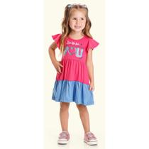 Vestido Infantil 3 Marias Meia Malha Soltinho Pink Azul YOU