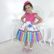 Vestido infantil ABC Aquarela, Pintando o Sete - Slime