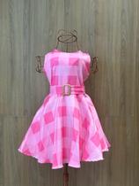 Vestido Infantil Adulto Vintage Tal Mãe Tal Filha Barbie Moda Evangélica Xadrez Junino Rosa