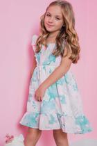 Vestido Infantil Alça em Crepe Estampa Floral Delicado - Infanti