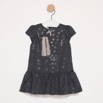 Vestido Infantil Alfaiataria Azul Marinho Estampa Estrelas Com Tule Rosa Tamanho 6