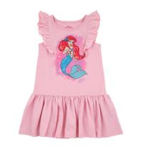 Vestido Infantil Algodão Ariel princesas Disney Regata Verão