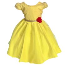 Vestido infantil amarelo bela e a fera festas tematica 643