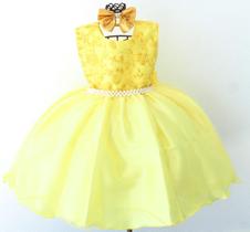 Vestido Infantil Amarelo Casamento Formatura Luxo E Tiara Vestido Infantil Amarelo Casamento Formatura Luxo E Tiara