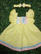 Vestido infantil amarelo - manga borboleta
