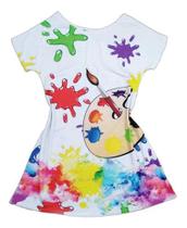 Vestido Infantil Aquarela Pintado o Sete