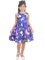 Vestido Infantil Arco-íris E Nuvens Casual Elegante