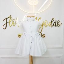 Vestido Infantil Aurora Branco Ideal Para Batizado e Festas Percal 100 Algodão Vestido Infantil Aurora Branco Ideal Para Batizado e Festas Percal 100 Algodão